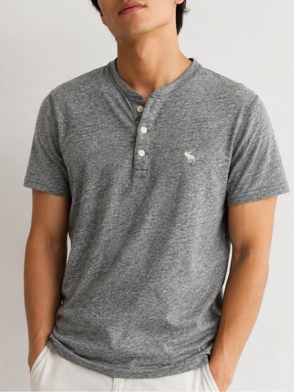 Abercrombie & Fitch Men's Muscle Fit Henley Shirt - Grey Heather (Size XS)
